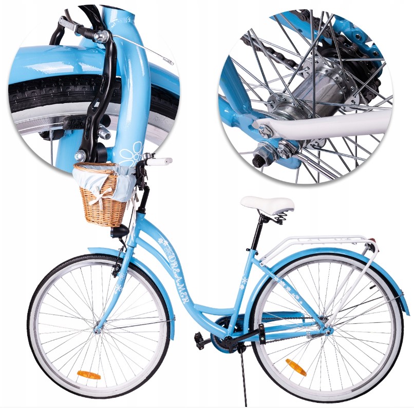 Jízdní kolo - Městské kolo - DÁMSKÉ - MalTrack CITY BIKE 28" LIGHT BLUE DREAMER + KOŠÍK